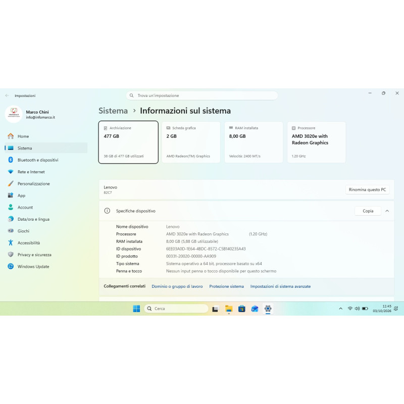 NOTEBOOK LENOVO 15"